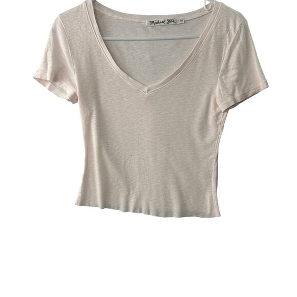 Michael Stars Blush Pink V-Neck Short Sleeve Tee – Size OS - Picture 1 of 5